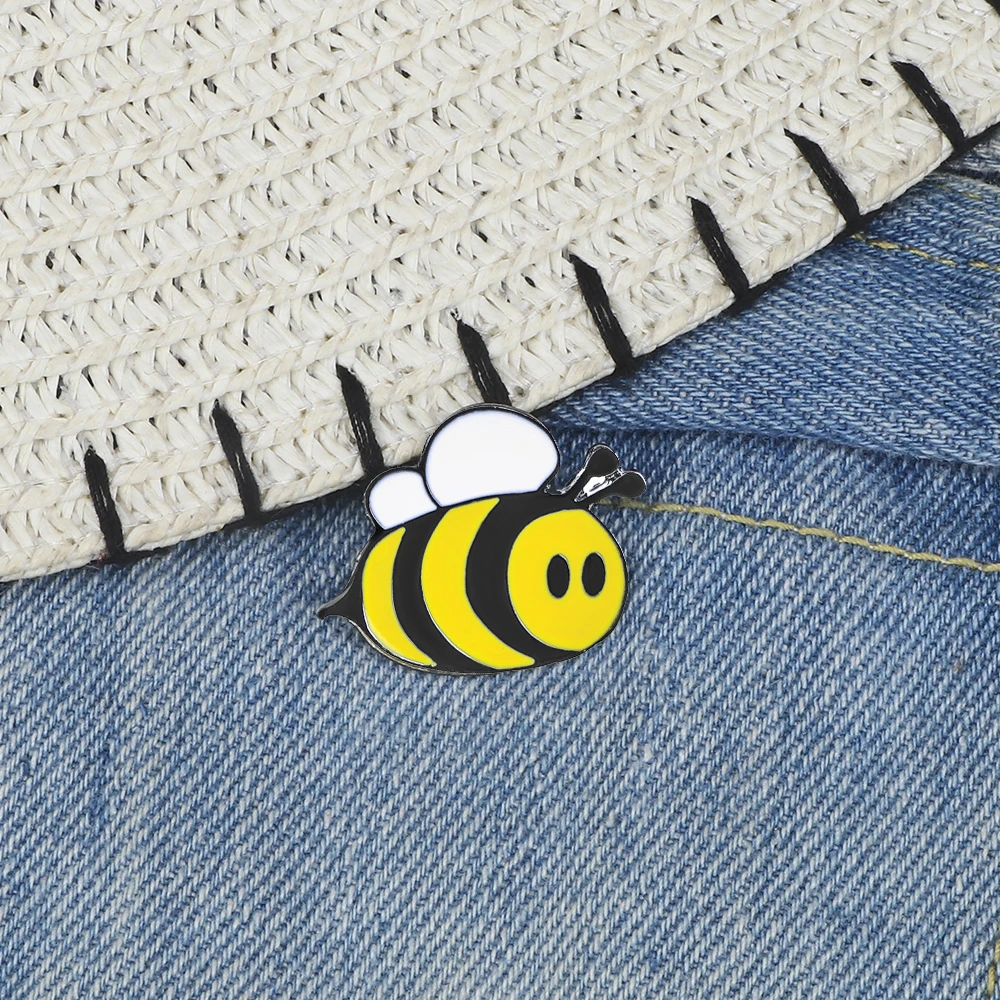 Эмалированная булавка в виде желтой пчелы для лацкана с мультяшными животными