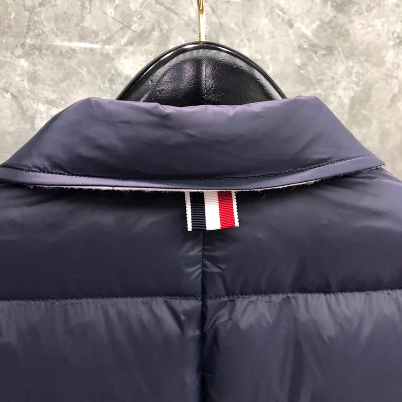 TB THOM Men's Winter Jacket Down Jackets Fashion Brand Navy Overcoat Down-Filled Matte Nylon 4-bar Stripe Wholesale TB Jacket