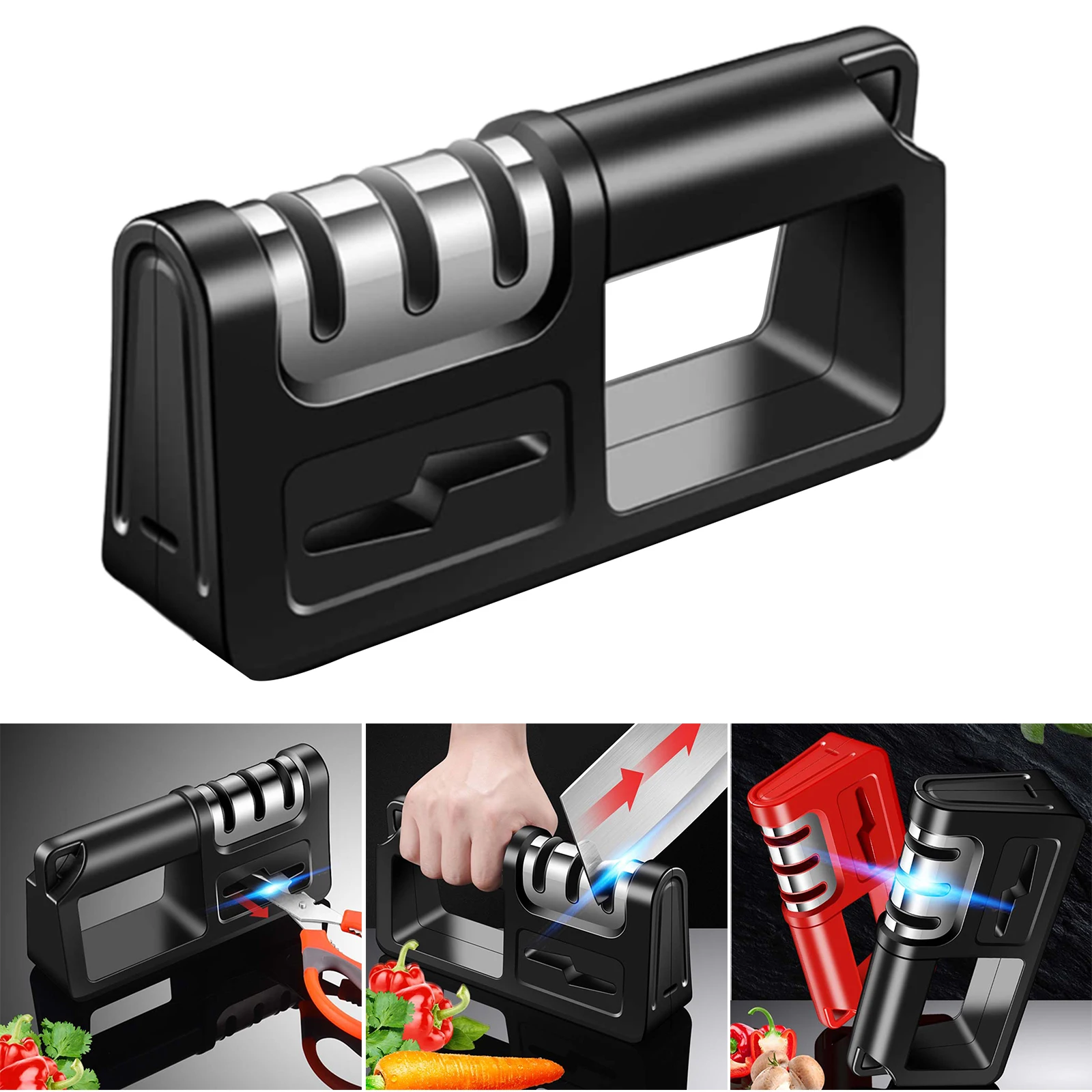 

Knives Sharpener 4 in 1 Professional Kitchen Sharpener for Knives and Scissors Sharpening for All Household Knives LI