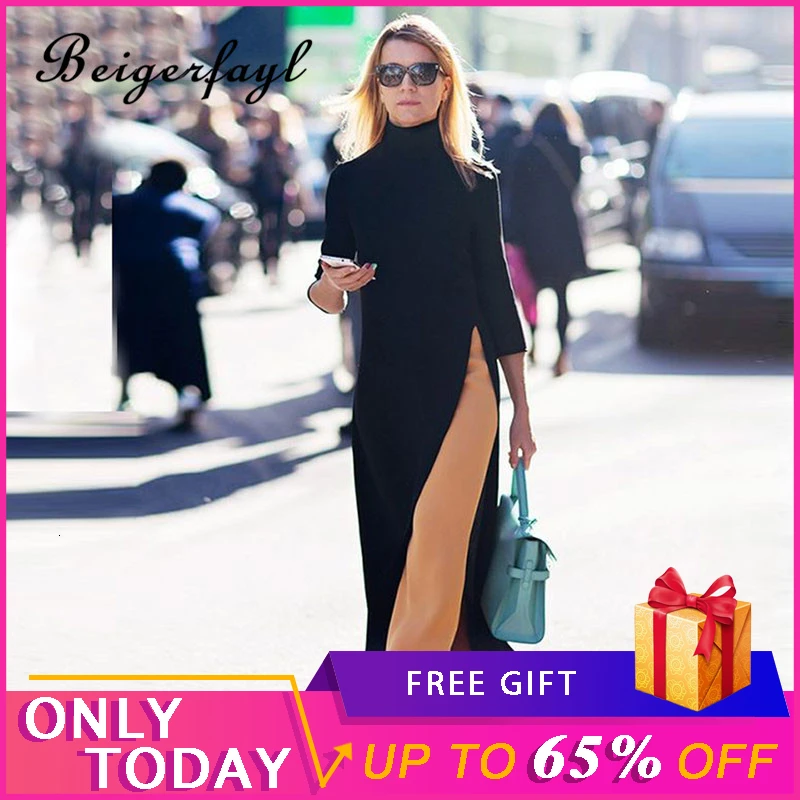 Beigerfayl 2019 модное осеннее вязаное эластичное платье для женщин Vestido однотонные