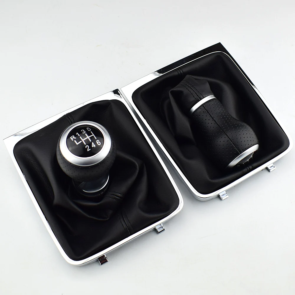 

6 Speed Leather Car Manual Gear MT Shift Knob Gaitor Boot For Volkswagen VW Passat B6 DropShip Dropshipping