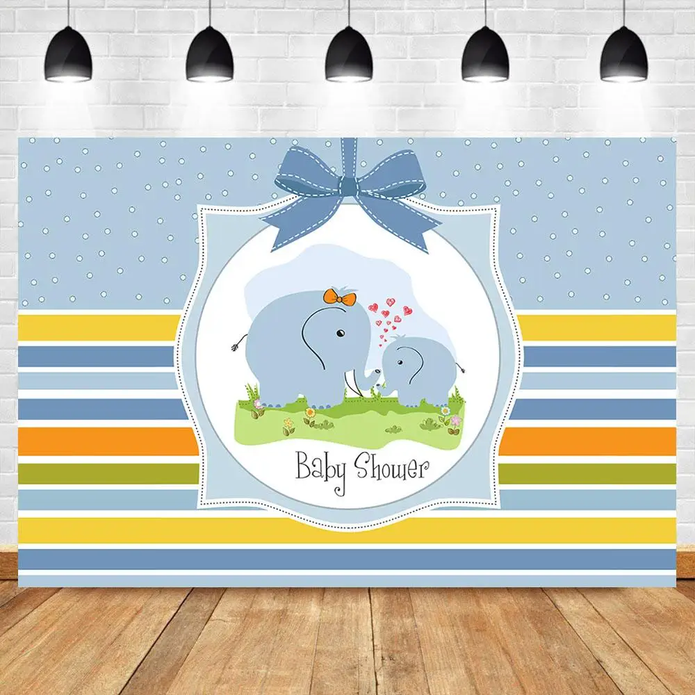 

Фон Nitree с изображением симпатичного слона голубой слон фон для вечеринки в честь будущей матери фотография десертный стол реквизит для фот...