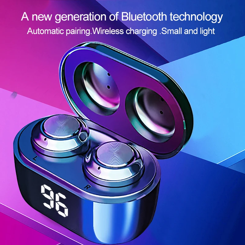 

A6 Bluetooth Earphones Wireless Headphone Stereo Earbuds Sports Headset with Microphone In-ear Digital Display Bluetooth Headset