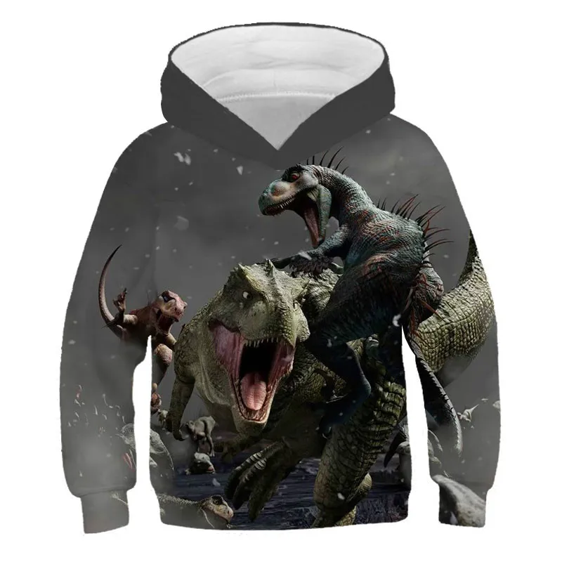 

Children's Clothing Boys Personality Hooded Sweatshirt Unisex Fashion 3D Printed Dinosaur Kids Casual Cartoon Pattern Outwear
