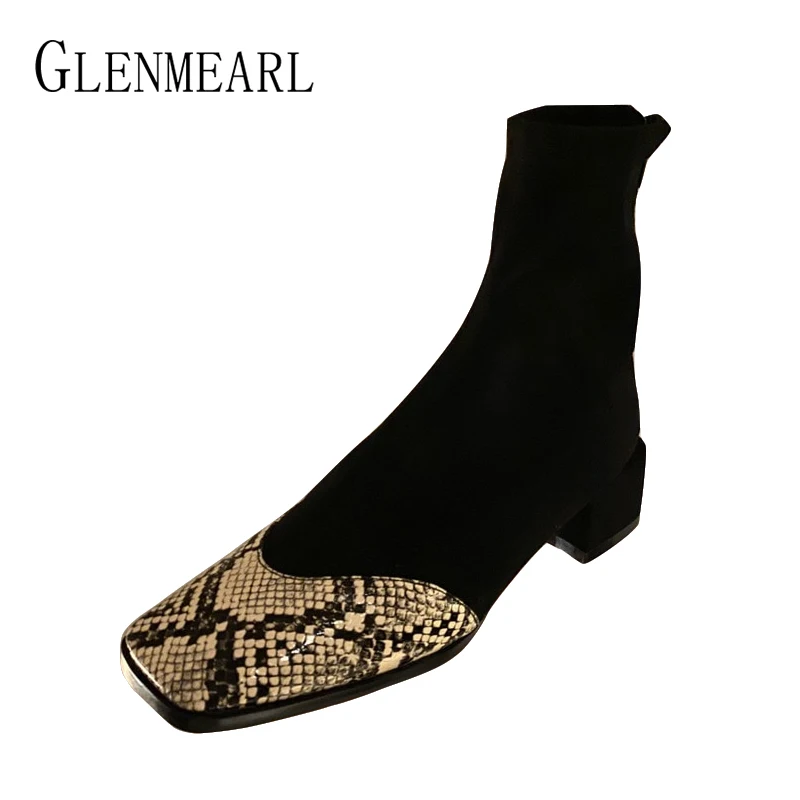 Женские ботинки на толстом каблуке женская обувь для девочек квадратные тонкие