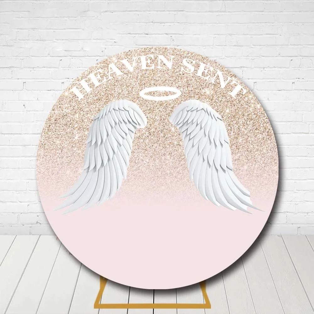 

Розовый Блестящий Фон с золотыми крыльями королева на заказ для вечеринки в честь рождения ребенка фотозона с Ангелой короной фон для фотос...