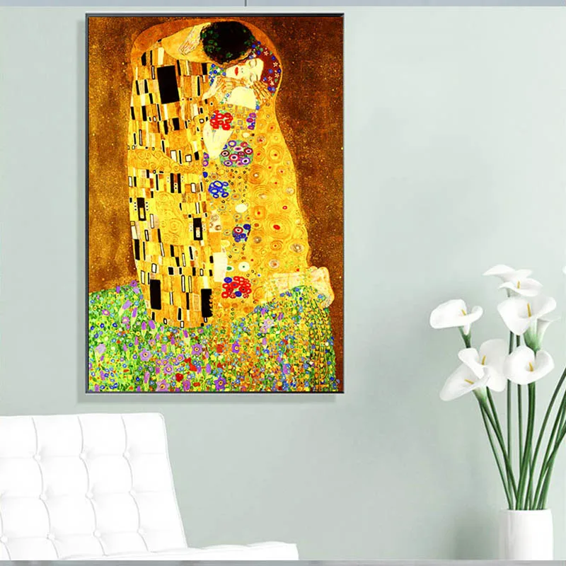 Настенная Картина на холсте Gustav Klimt Kiss с изображением знаменитой фигуры