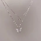 Новое модное блестящее ожерелье-бабочка для женщин изысканное Двухслойное ожерелье-цепочка до ключиц ювелирные изделия для женщин подарок оптовая продажа