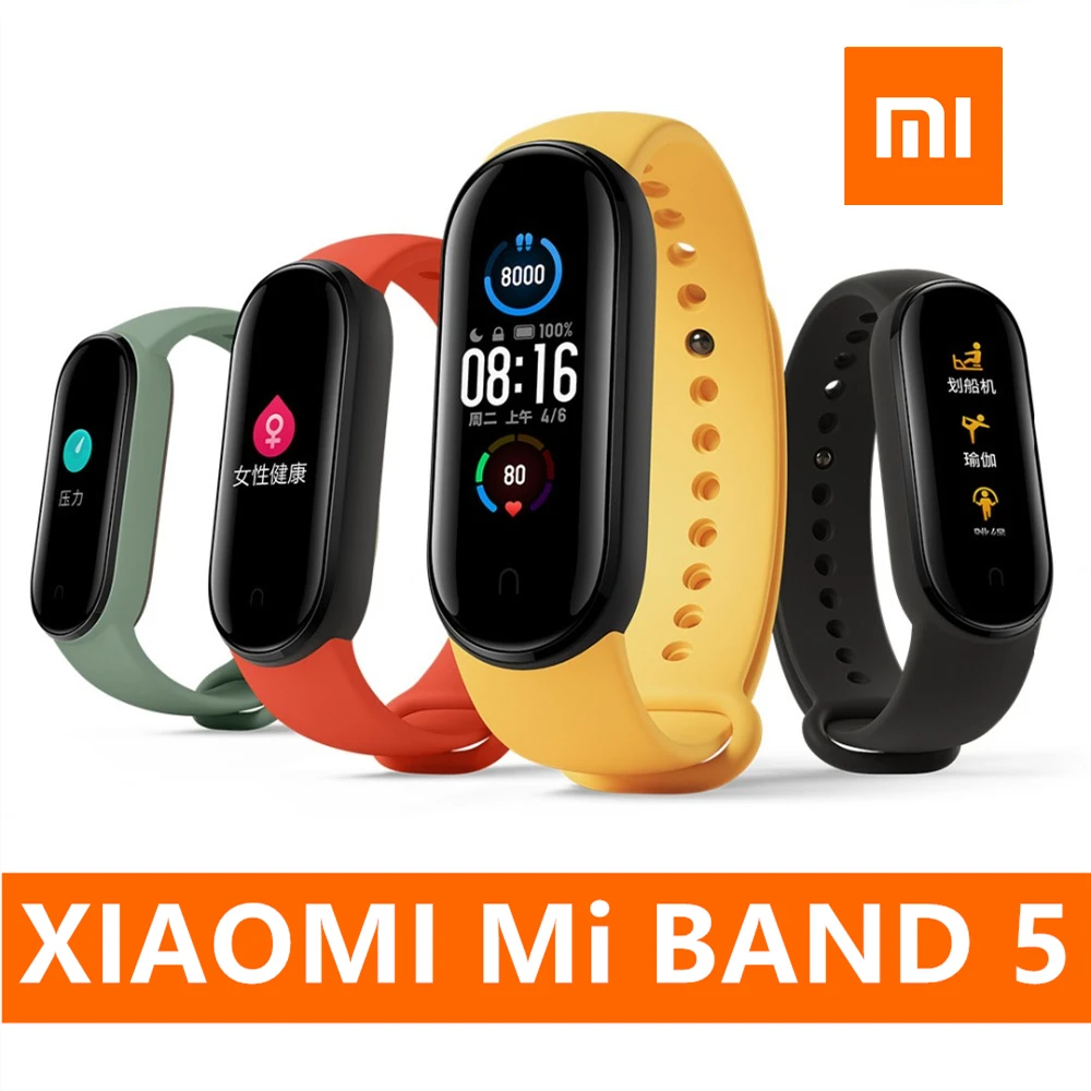 Оригинальный Смарт браслет Xiaomi Mi Band 5 12 цветов пульсометр фитнес трекер