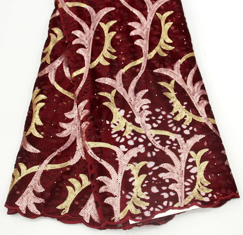 

Wholesale Latest 100% High Quality Swiss design African Luxury Velvet with Sequins lace Nigeria wedding Dress lace fabric