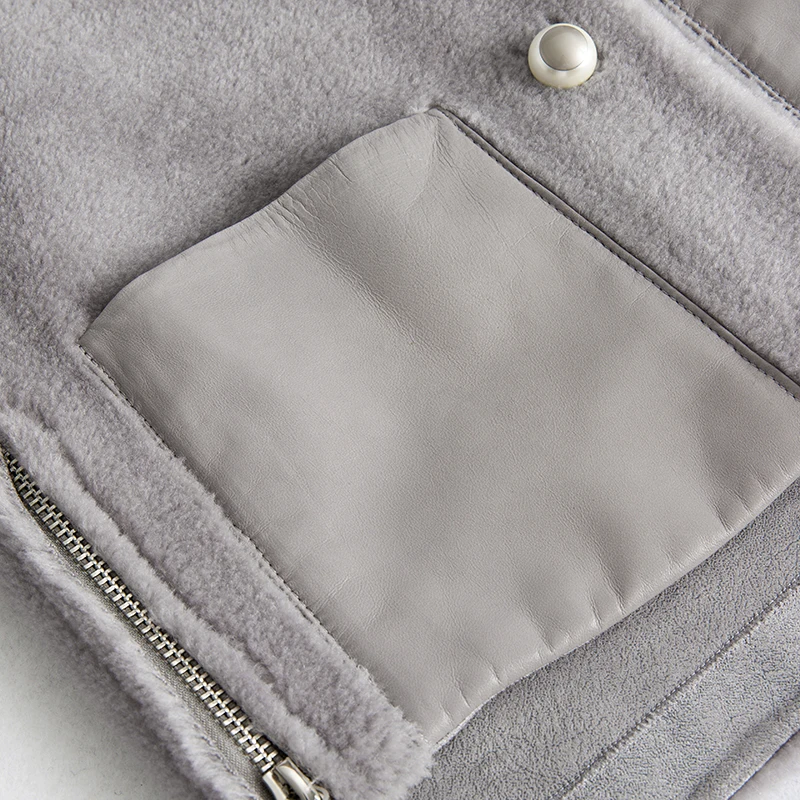 Пальто из корейской норки с меховым воротником 100% шерсть Женская куртка на осень