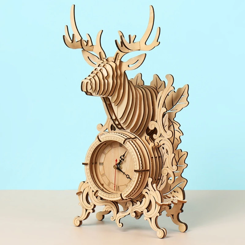 3D технические часы 03KD утолщенная деревянная фотоигрушка DIY головоломка