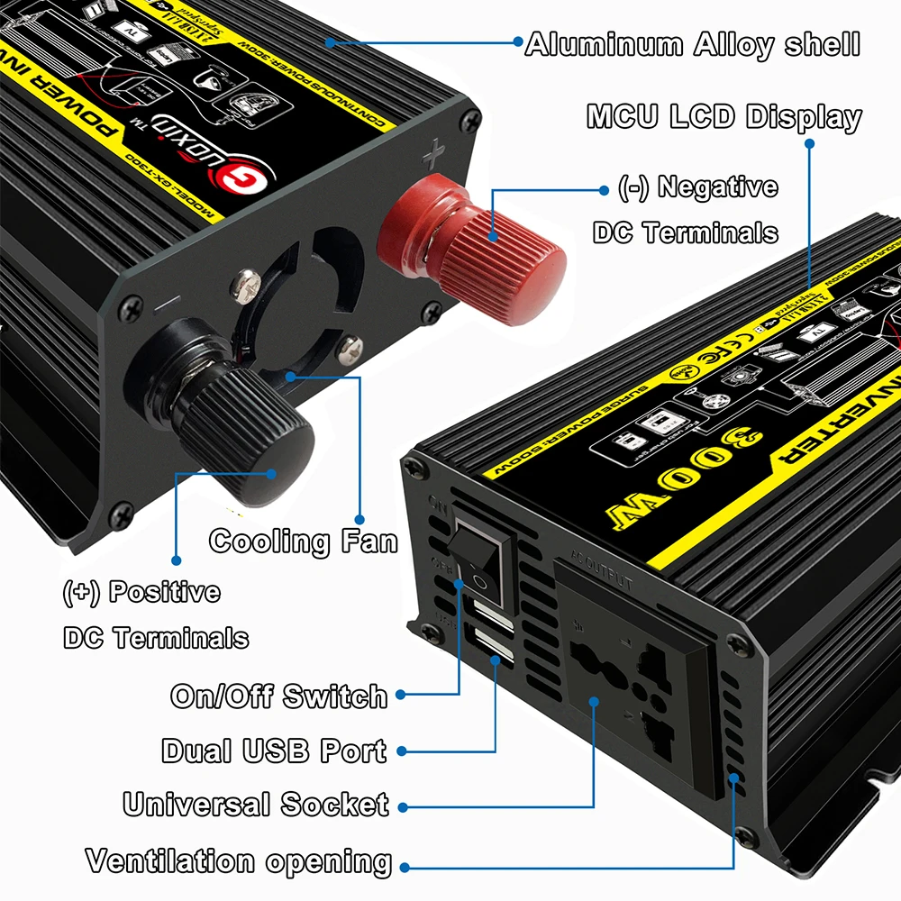 Модифицированный синусоидальный инвертор 300 Вт постоянного тока 12 В переменного