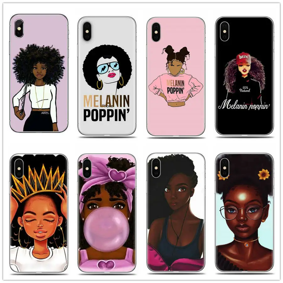 Меланин поппин черные волосы афро девушек женщин Телефон чехол для iPhone 12 mini 11 pro Max