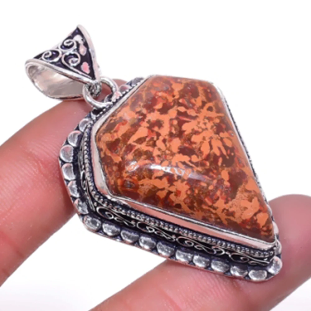 

Spider Jaspers Pendant Silver Overlay over Copper , 51.4 mm, P6679