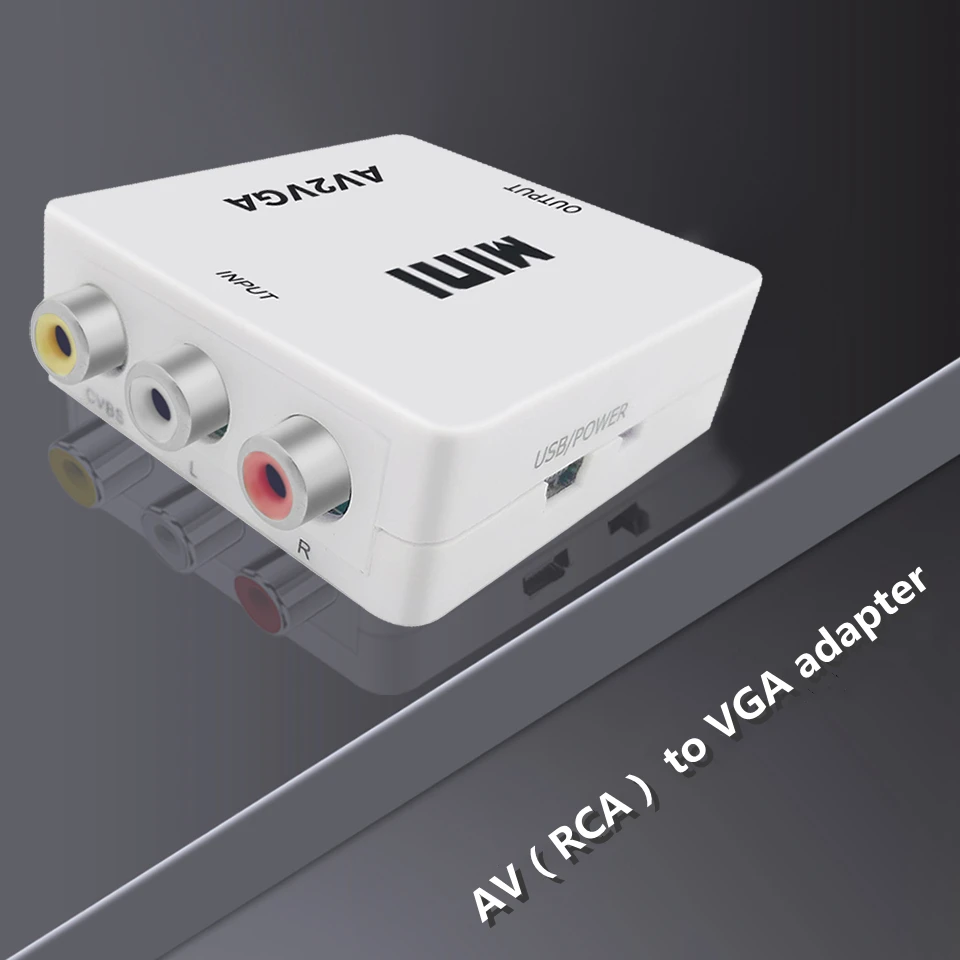 Преобразователь MEUYAG Mini HD RCA в VGA преобразователь AV2VGA с 3 5 мм аудио видеоконвертер