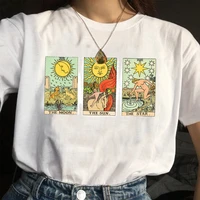sunfiz yf vintage fashion sun moon star tarot cards t shirt womens cute aesthetic casual printed tee hipsters witch shirt