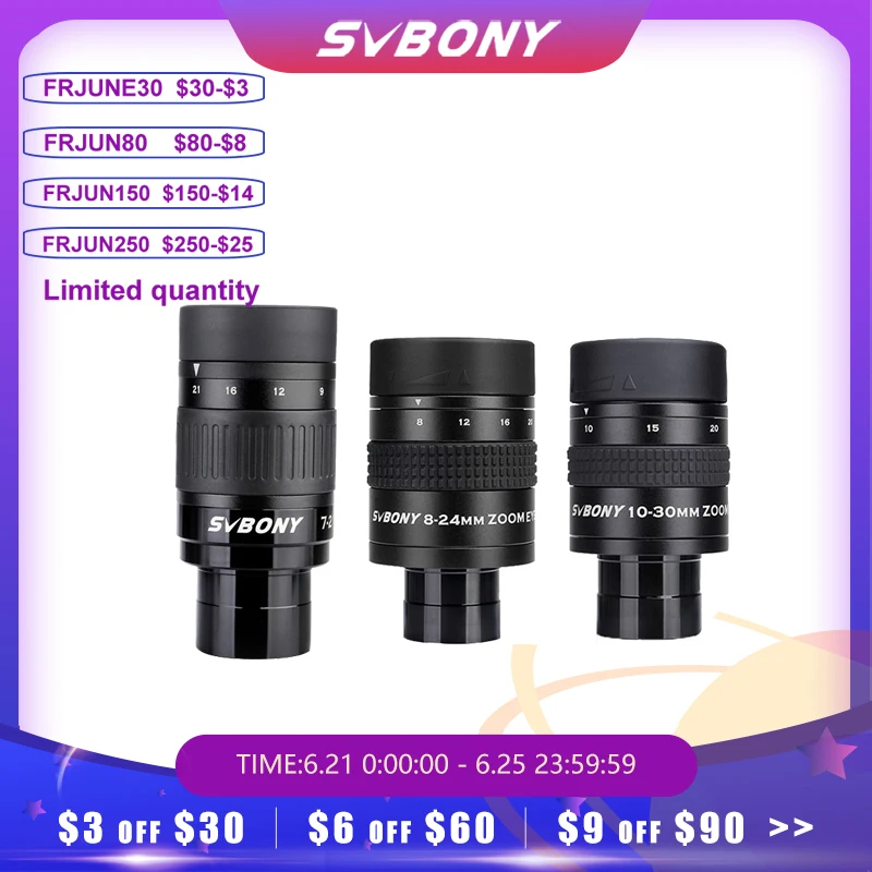SVBONY 1 25 &quotзум телескоп окуляр 7 21 мм 8 24 10 30 полностью металлический ствол и