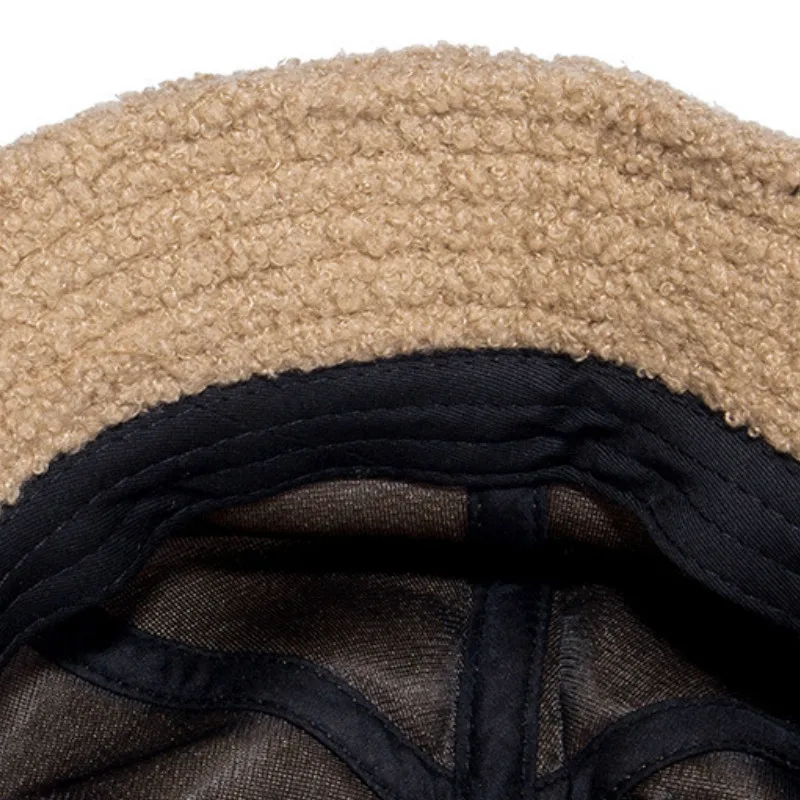 

New Faux Fur Winter Panama Fisherman Hats Women Outdoor Sunscreen Bucket Hat Female warm lambswool Basin Cap Sun Caps Selling