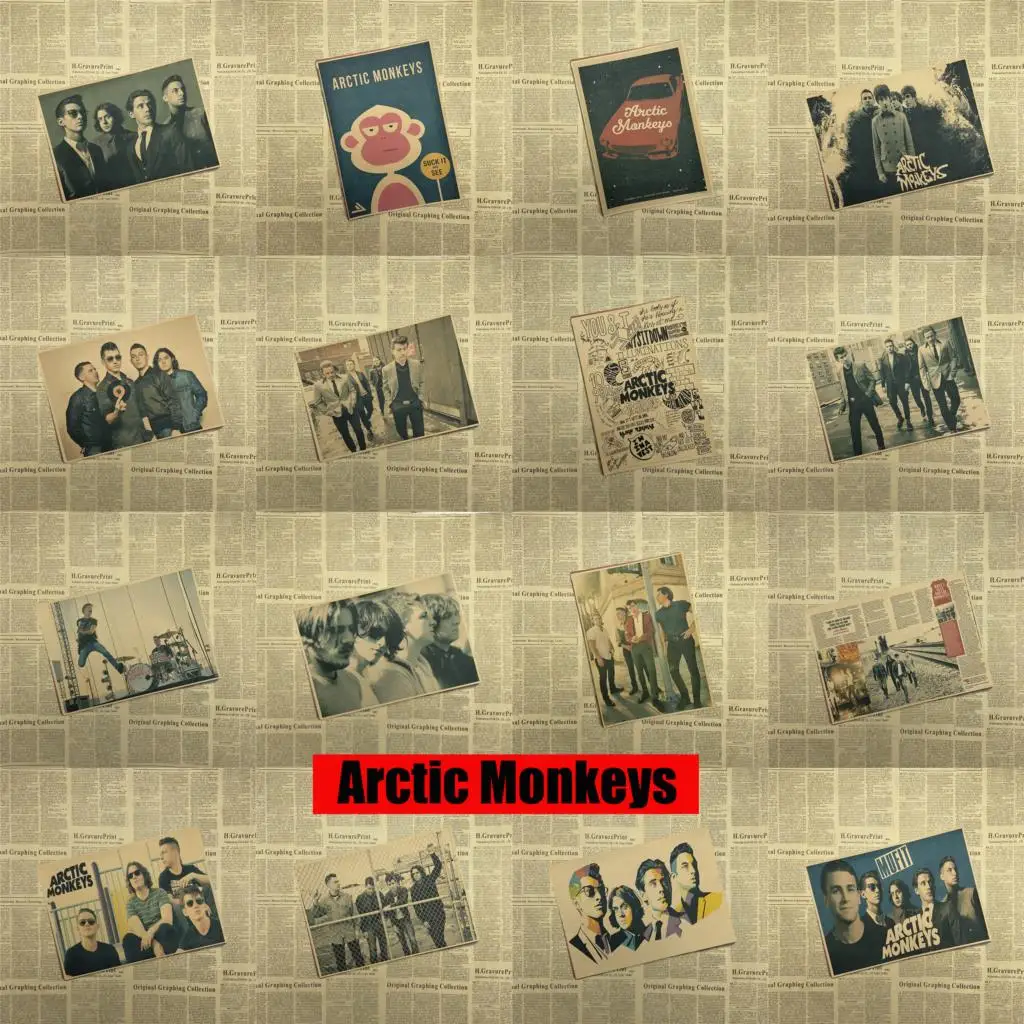 Винтажный постер арктические обезьяны коричневая бумага европейский и