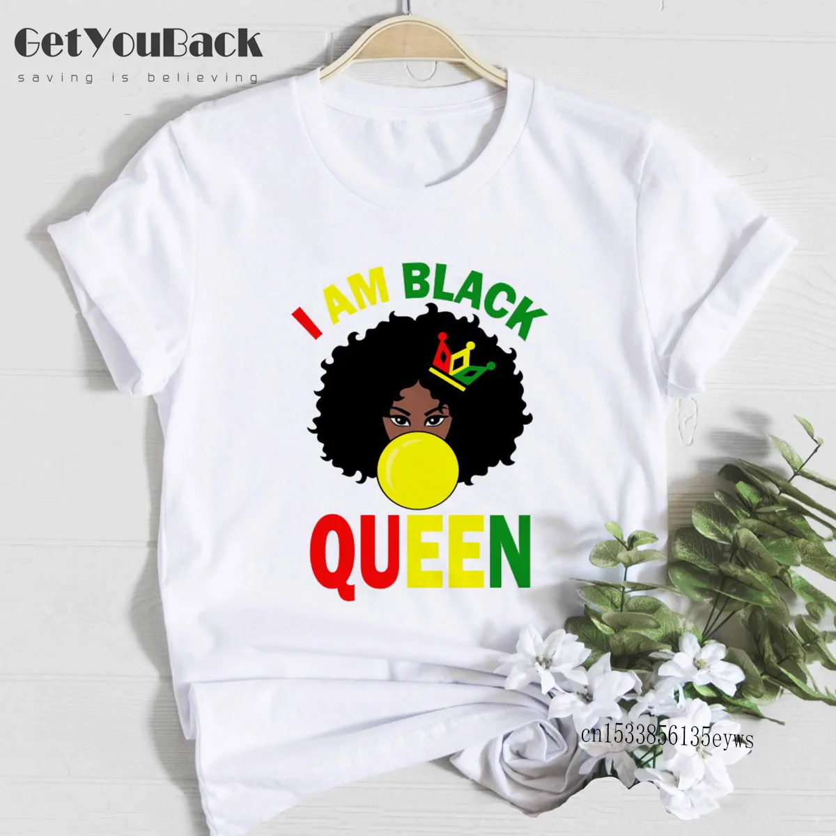 Женская футболка с принтом I Am Strong Melanin Queen черная и Strong|Футболки| |