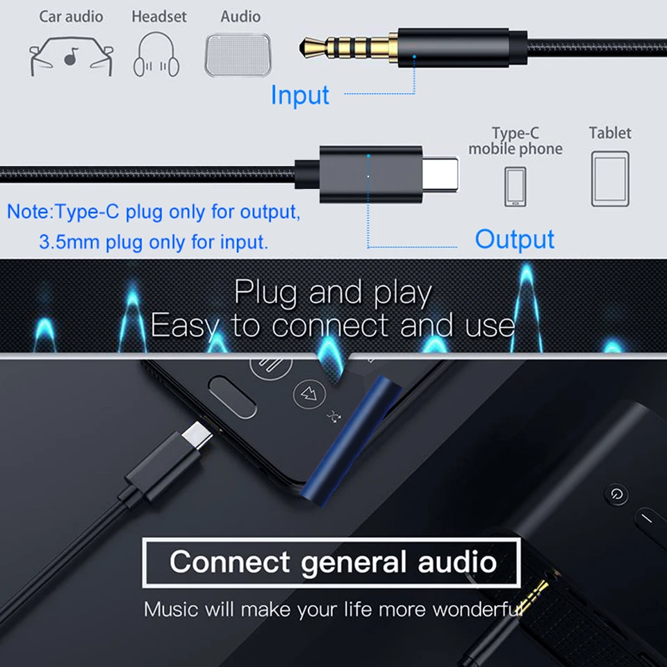 Usb type C до 3 5 мм Aux звуковая кабельная гарнитура динамик разъем для наушников