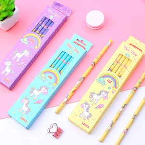 Карандаш HB, 12 шт.компл., симпатичный, с изображением единорога, Канцтовары для рисования, студент, школа, офис