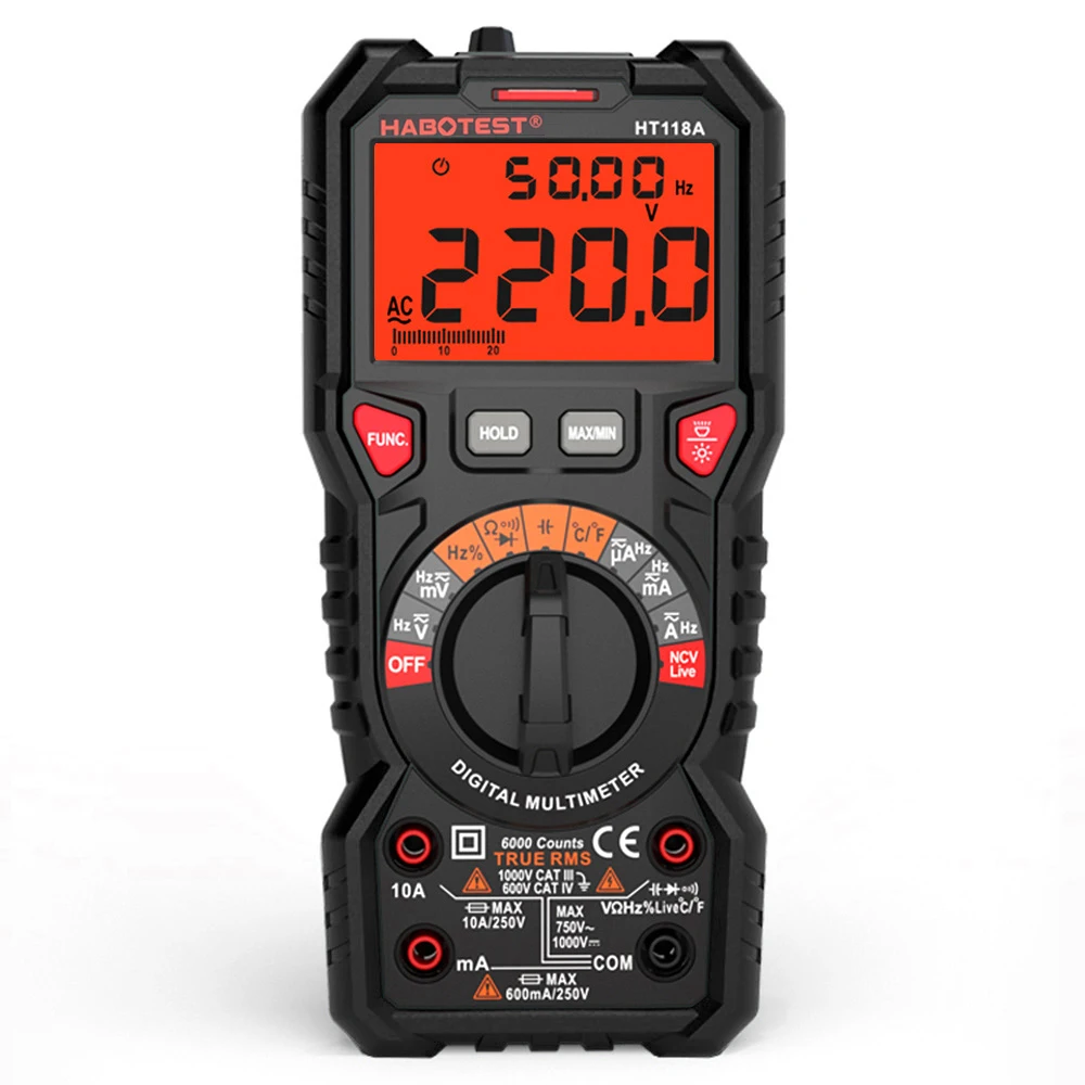 Цифровой мультиметр HT118A 6000 отсчетов True RMS 1000 В 10 А с автоматическим выбором