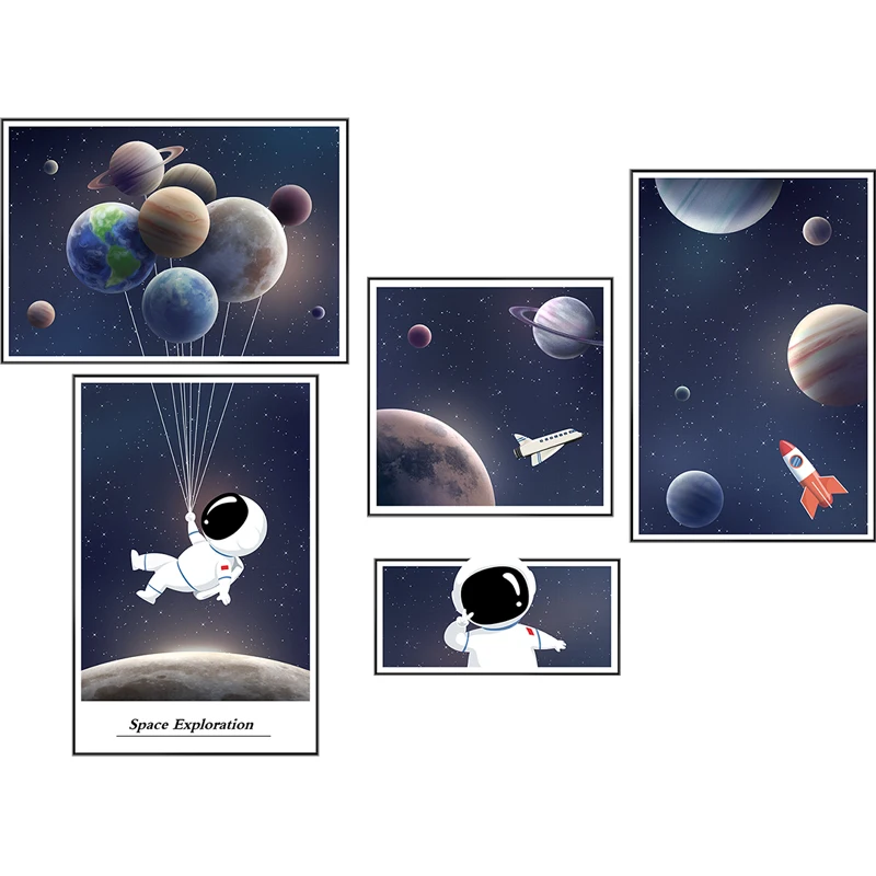 

Space Theme Astronaut Wall Sticker Dormitory Living Room Wall Decor Bedroom 3d Kids Room Self-adhesive Home Decals