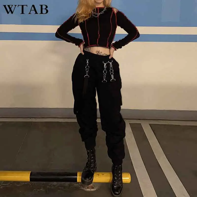 Женская облегающая футболка WTAB укороченный топ в стиле пэчворк с длинными