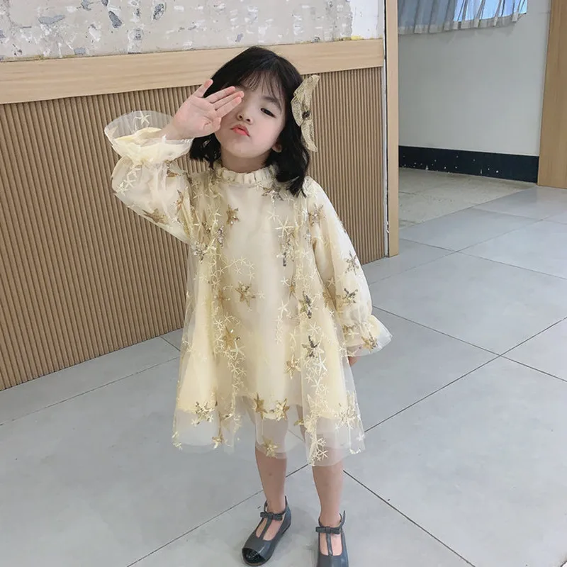 Платье принцессы DFXD весенне-летнее платье с блестками и звездами вечерние