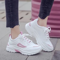 2022 new ladies casual shoes fashion spring and summer leather sneakers ladies lace up white platform comfortable running shoes