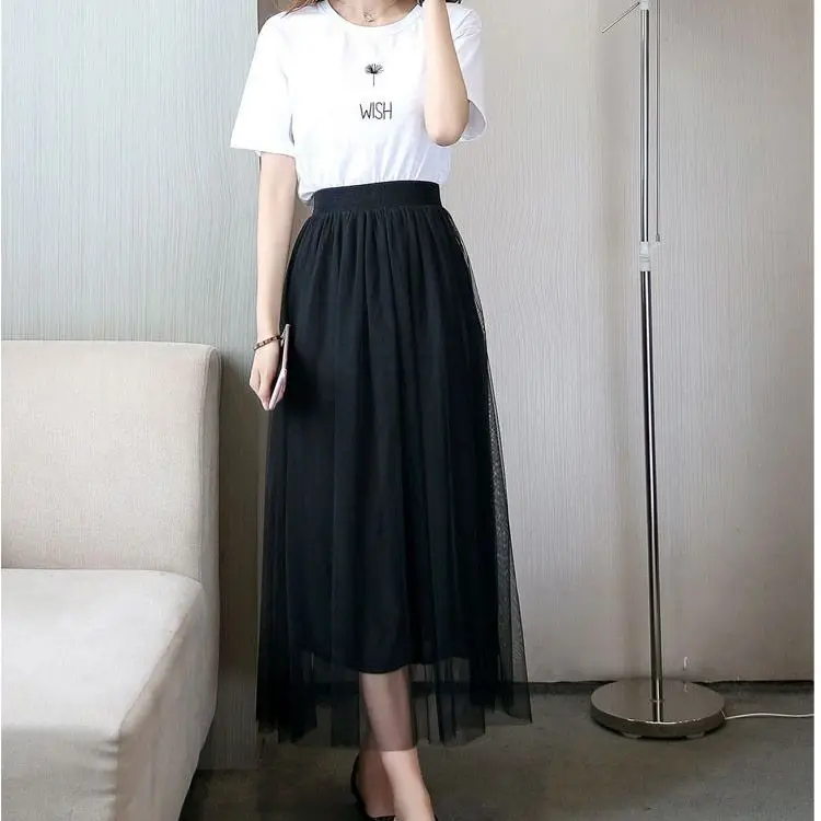 Модная новинка весенне-Летняя женская шифоновая юбка однотонные юбки Женская