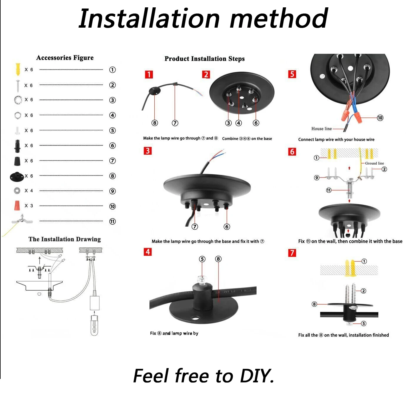 

Modern Nordic Chandelier Spider Retro Edison Light Bulb hanging ceiling lamps Vintage Loft Antique Hanging Lamp Fixture
