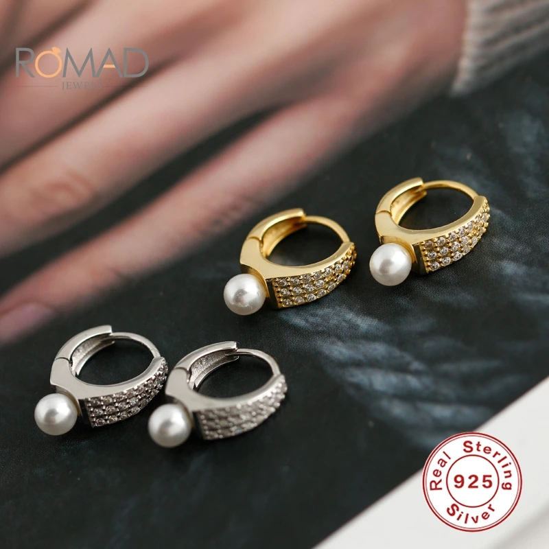 

ROMAD 2020 New Earrings For Women Fashion Jewelry Simple Diamond 925 Sterling Silver Hoop Earrings Korean Pendientes Mujer