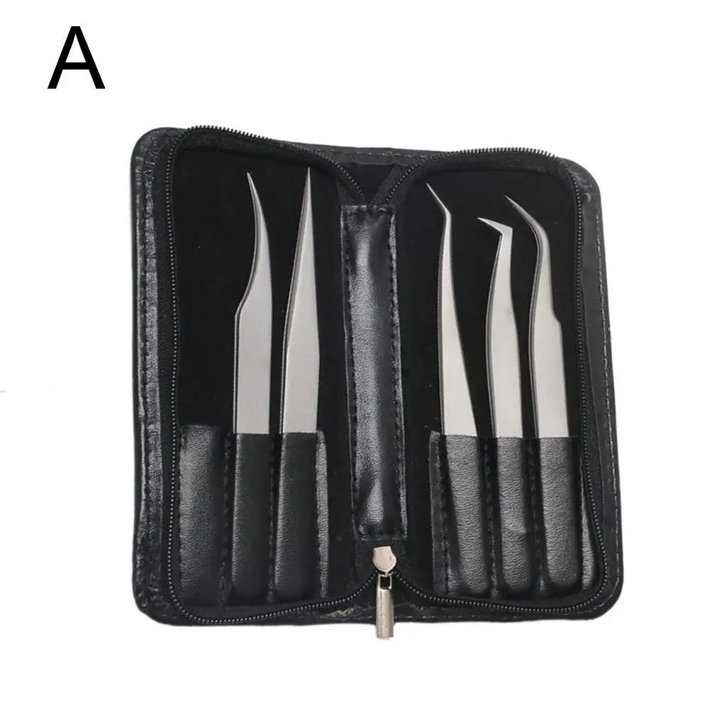 5pcs Stainless Steel Flower Curling Tweezers Eyelash Lash Curler Eyelash Extension Precision Tool Curved Straight Clip JIU01-05