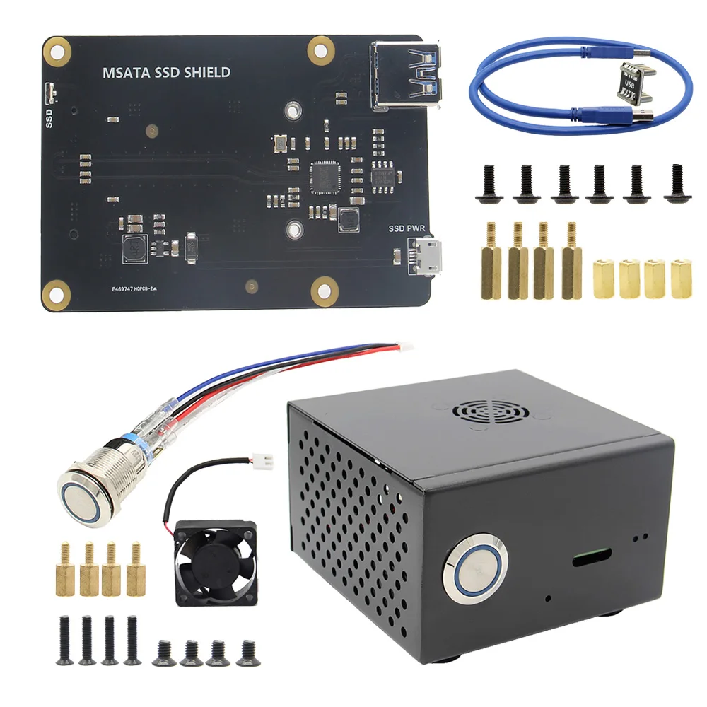 board with case Raspberry Pi mSATA SSD плата расширения хранения X850 V3.1 USB 3,0 Extansion плата модуль для Raspberry Pi 3 Model B+(плюс)/3B/2B - Цвет: board with case