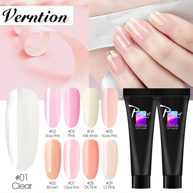 Полигель для наращивания ногтей Verntion акриловый полигель Кристальный