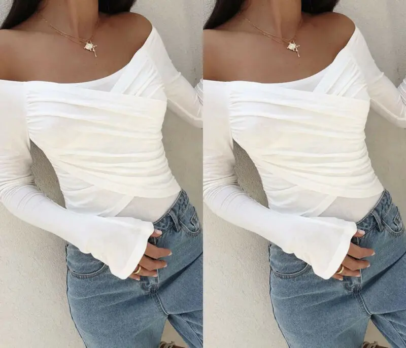 Женские сексуальные топы с открытыми плечами перекрестными ремешками длинным