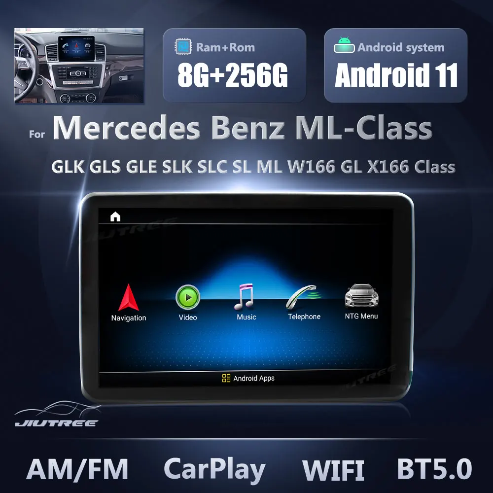 Автомобильная магнитола на Android 11 для Mercedes Benz ML-Class GLK GLS GLE SLK SLC SL ML W166 X166 Class 2012- 2018