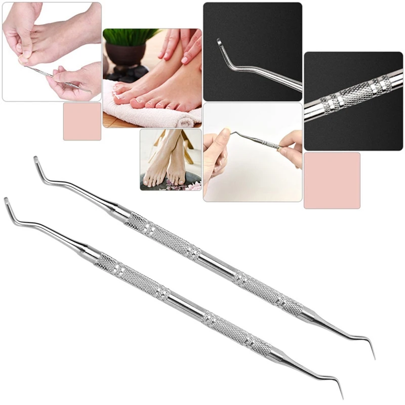 

2021 Pedicure Foot Nail Care Hook Cleaner Double Sided Ingrown Toe Nail Correction Lifter Nail File Clean Installation Tool