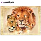 Алмазная живопись Z2106, полноразмернаякруглая 5D Вышивка крестиком, Алмазная мозаика с изображением семьи льва