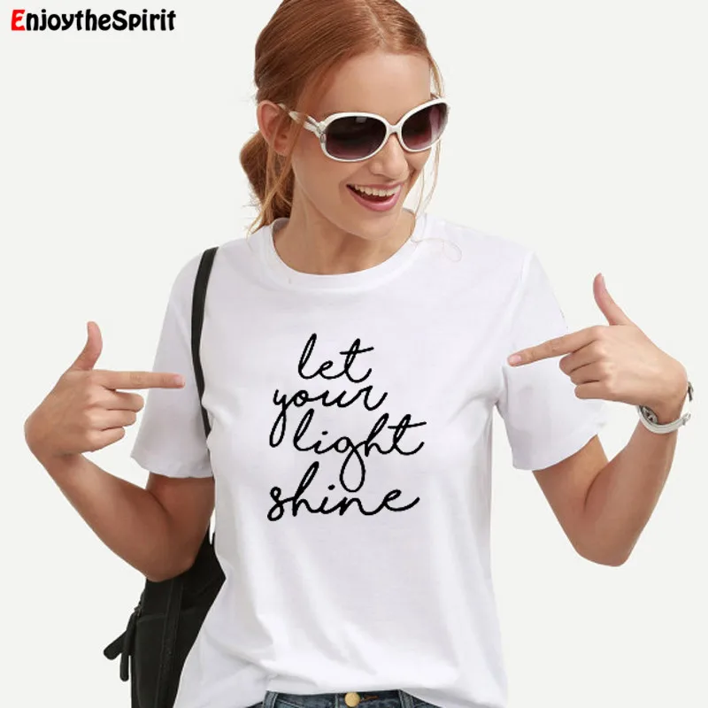 Enjoythespirit пусть ваш светильник с блестящим принтом Футболка женская коротким