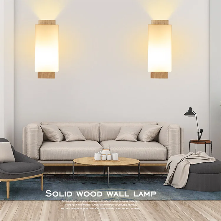 

New Modern Wooden Product Wall Lamp Nordic Simple Led Bedroom Bedside Wall Lamp Creative Living Room Wall Lamp