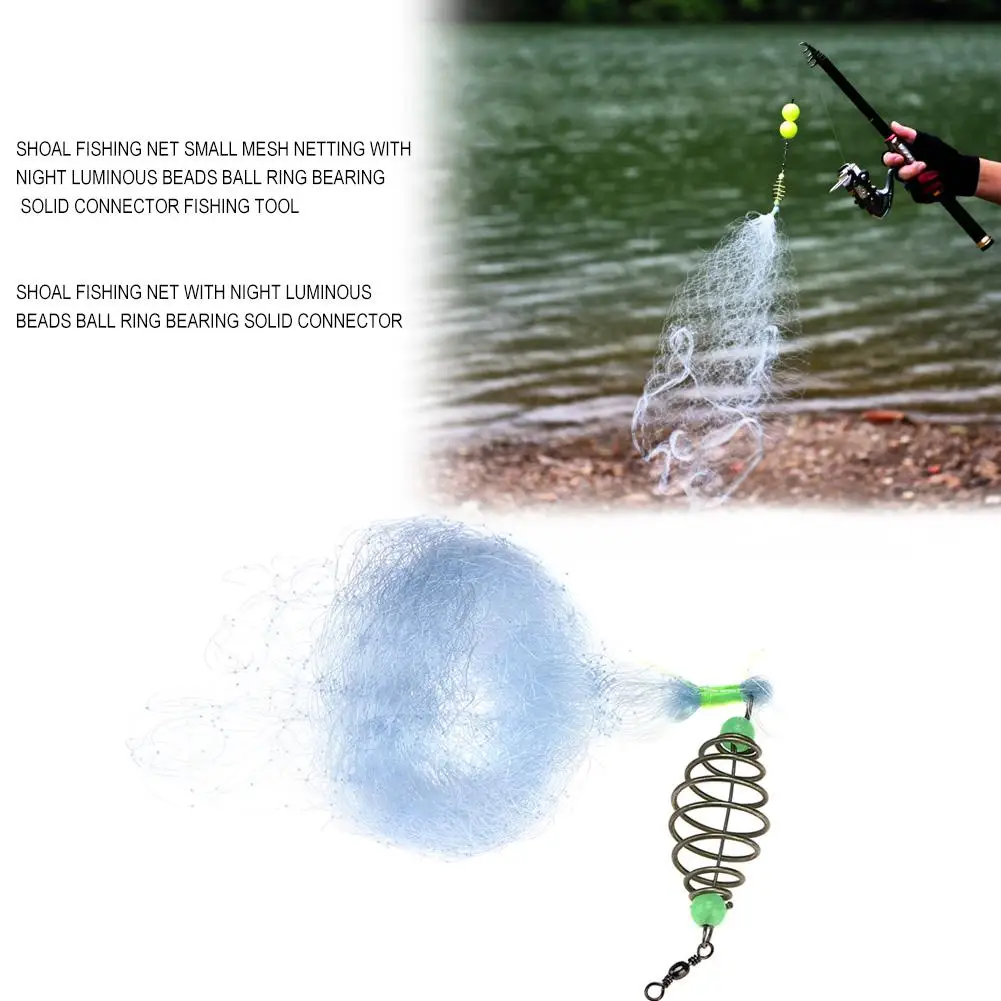 

Shoal Fishing Net Small Mesh Netting with Night Luminous Beads Ball Bearing Solid Ring Connector Freshwater Fishing Tool