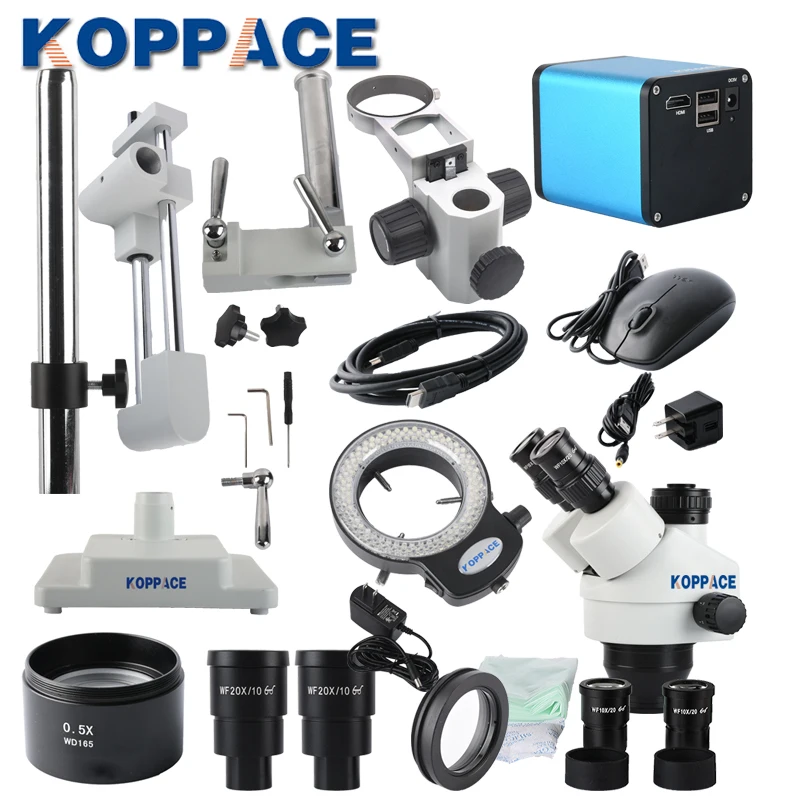 Тринокулярный стереомикроскоп KOPPACE 3.5X 90X HDMI HD автофокус промышленный микроскоп