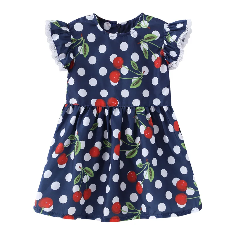 Летнее платье для девочек принцессы с цветочным рукавом маленьких детское милым