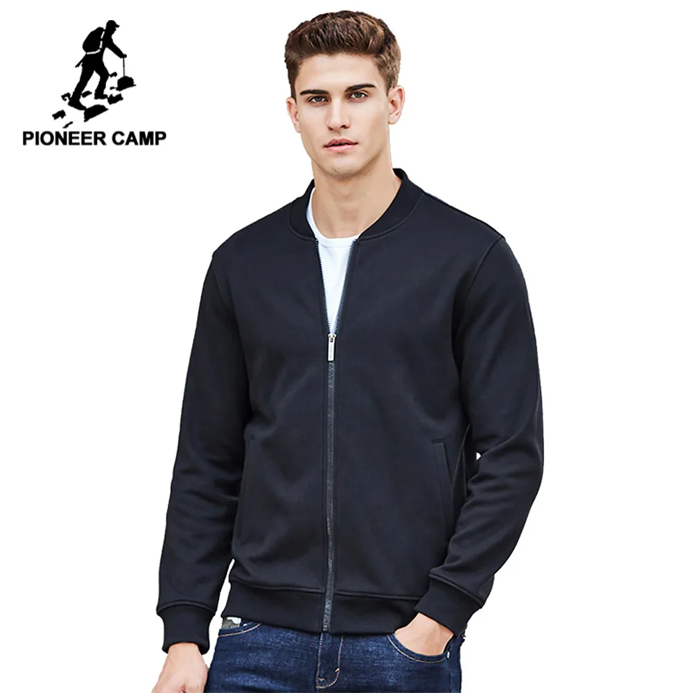 Мужская повседневная куртка Pioneer Camp однотонная Черная из 100% хлопка одежда для