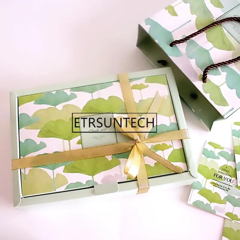 100 шт розовая зеленая луна коробка для торта прямоугольная бумажная печенья