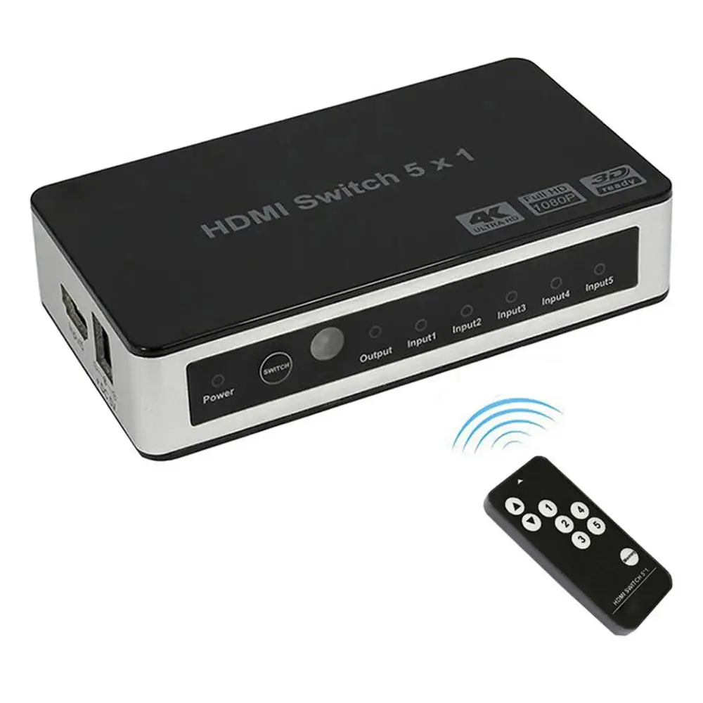 4K HDMI переключатель с адаптером питания 5x1 Аудио HDMI-совместимым аудио экстрактор x